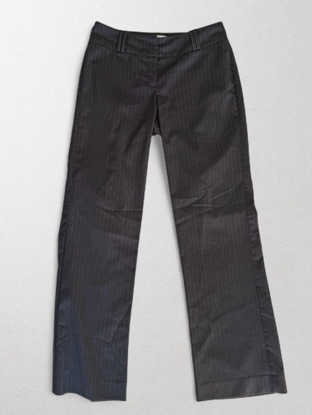 New York & Company Pinstripe Women's Y2K Office Wide Leg Pants in Charcoal Gray